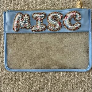 Stoney Clover Periwinkle Clear Front Flat Pouch with LoveShackFancy MISC Patches